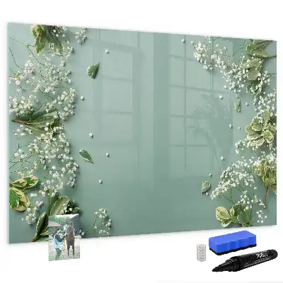 Tableau magnétique à dessiner motif fleurs délicates