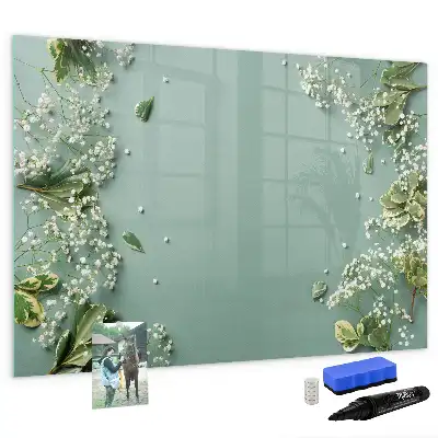 Tableau magnétique à dessiner motif fleurs délicates