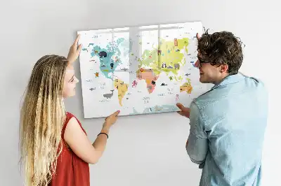 Tableau magnétique à dessiner carte du monde des animaux