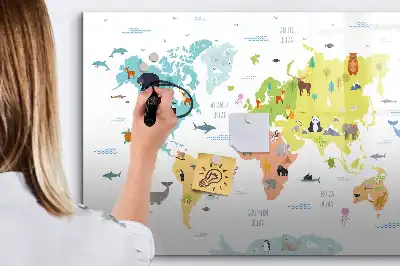 Tableau magnétique à dessiner carte du monde des animaux