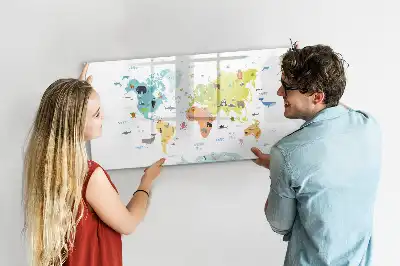 Tableau magnétique à dessiner carte du monde des animaux