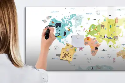 Tableau magnétique à dessiner carte du monde des animaux