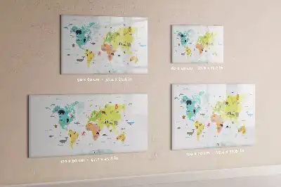 Tableau magnétique à dessiner carte du monde des animaux