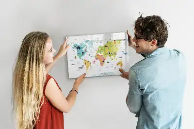 Tableau magnétique à dessiner carte du monde des animaux