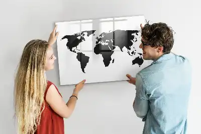 Tableau magnétique pour dessiner carte du monde noire