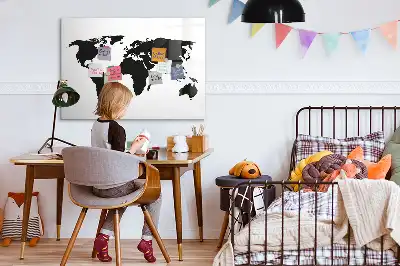 Tableau magnétique pour dessiner carte du monde noire