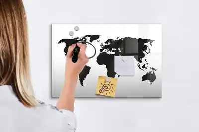 Tableau magnétique pour dessiner carte du monde noire
