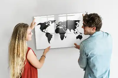 Tableau magnétique pour dessiner carte du monde noire
