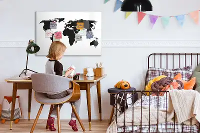Tableau magnétique pour dessiner carte du monde noire