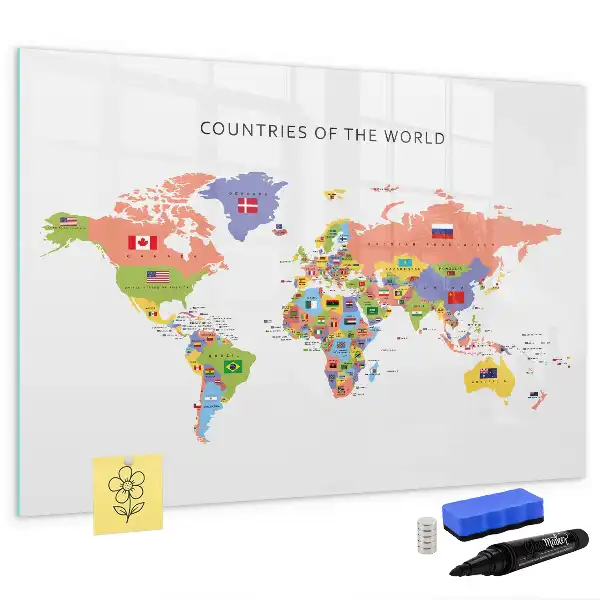 Tableau magnétique pour dessiner carte avec drapeaux