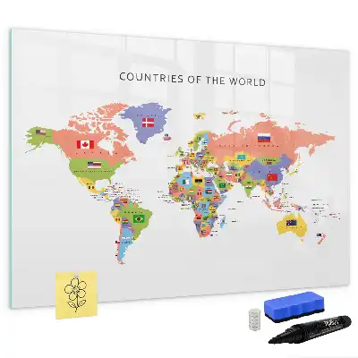 Tableau magnétique pour dessiner carte avec drapeaux