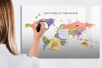 Tableau magnétique pour dessiner carte avec drapeaux