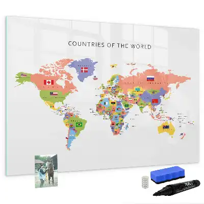 Tableau magnétique pour dessiner carte avec drapeaux