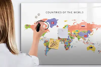 Tableau magnétique pour dessiner carte avec drapeaux