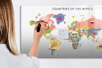 Tableau magnétique pour dessiner carte avec drapeaux