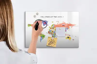 Tableau magnétique pour dessiner carte avec drapeaux