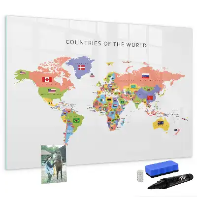 Tableau magnétique pour dessiner carte avec drapeaux