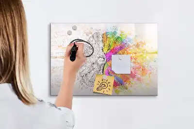 Tableau magnétique à dessiner motif abstraction du cerveau