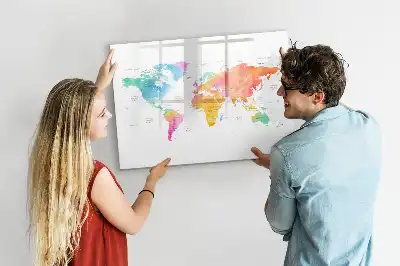 Carte du monde en aquarelle tableau magnétique à dessiner
