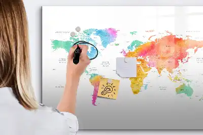 Carte du monde en aquarelle tableau magnétique à dessiner