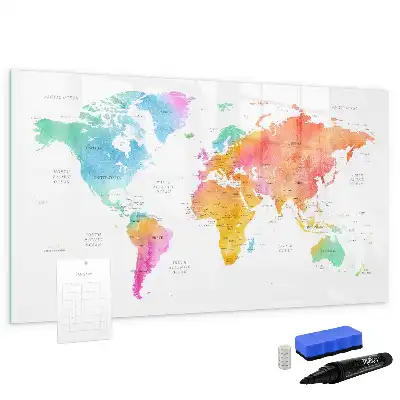 Carte du monde en aquarelle tableau magnétique à dessiner