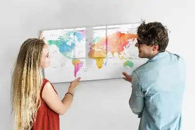 Carte du monde en aquarelle tableau magnétique à dessiner