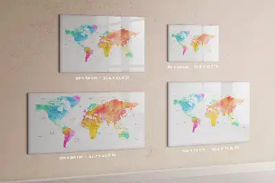 Carte du monde en aquarelle tableau magnétique à dessiner
