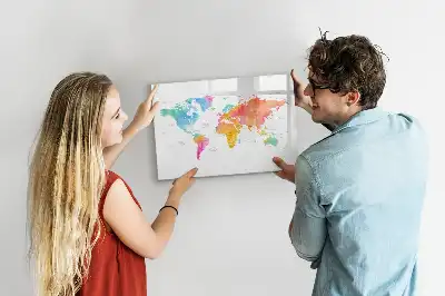 Carte du monde en aquarelle tableau magnétique à dessiner