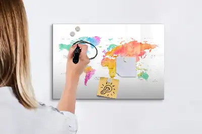 Carte du monde en aquarelle tableau magnétique à dessiner