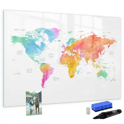 Carte du monde en aquarelle tableau magnétique à dessiner