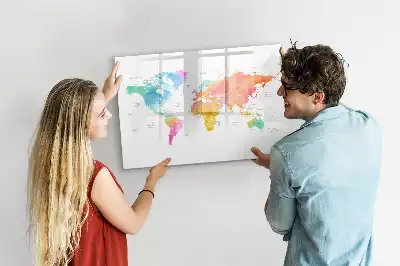 Carte du monde en aquarelle tableau magnétique à dessiner
