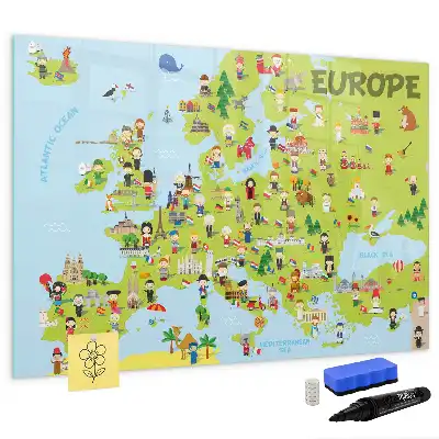 Tableau magnétique à dessiner carte du monde avec drapeaux