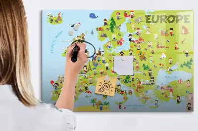 Tableau magnétique à dessiner carte du monde avec drapeaux