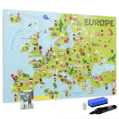 Tableau magnétique à dessiner carte du monde avec drapeaux