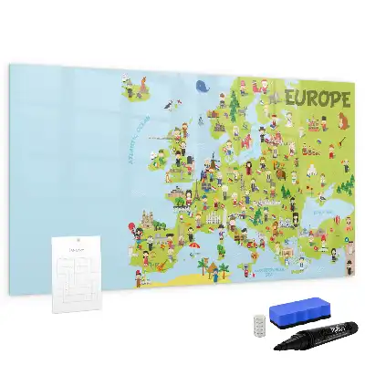 Tableau magnétique à dessiner carte du monde avec drapeaux