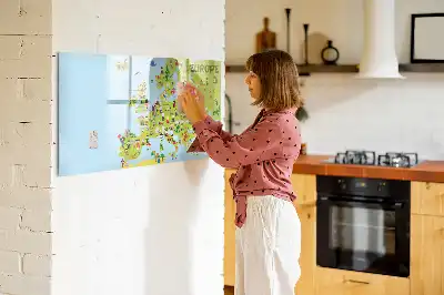 Tableau magnétique à dessiner carte du monde avec drapeaux