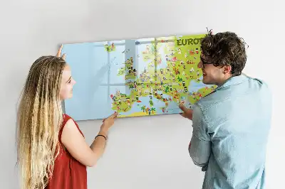 Tableau magnétique à dessiner carte du monde avec drapeaux