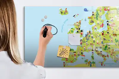 Tableau magnétique à dessiner carte du monde avec drapeaux