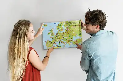 Tableau magnétique à dessiner carte du monde avec drapeaux