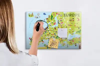 Tableau magnétique à dessiner carte du monde avec drapeaux