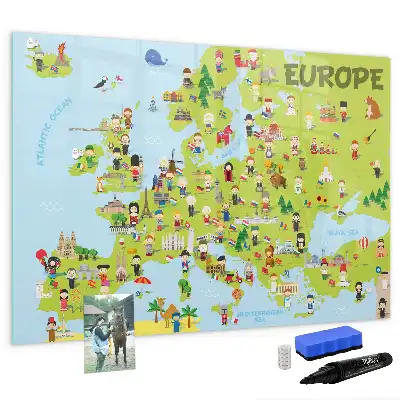 Tableau magnétique à dessiner carte du monde avec drapeaux