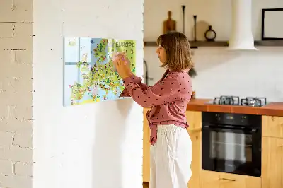 Tableau magnétique à dessiner carte du monde avec drapeaux