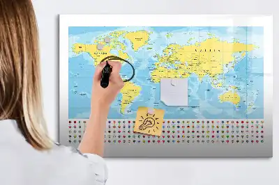 Carte du monde tableau magnétique pour dessiner