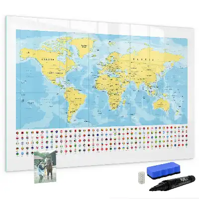 Carte du monde tableau magnétique pour dessiner
