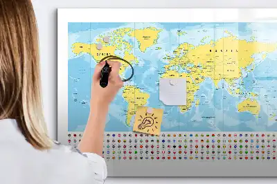 Carte du monde tableau magnétique pour dessiner