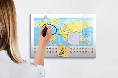 Carte du monde tableau magnétique pour dessiner