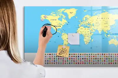 Tableau magnétique à dessiner carte du monde classique