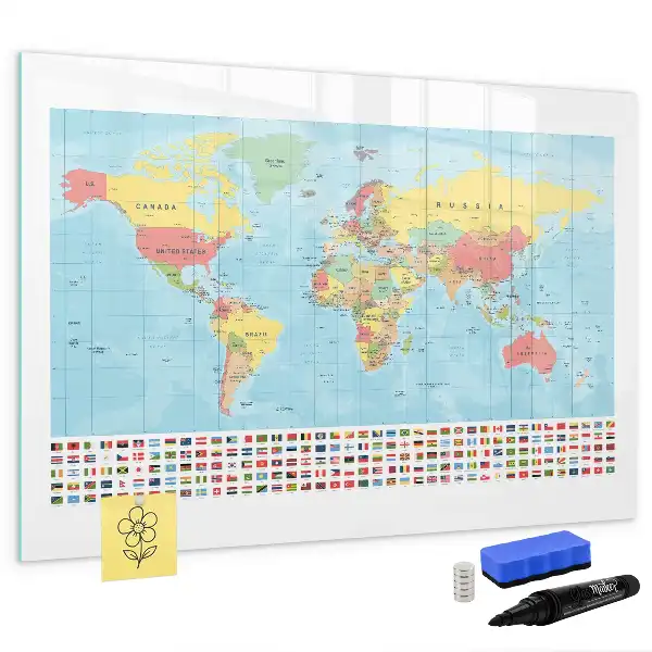 Carte géographique du monde tableau magnétique pour dessiner