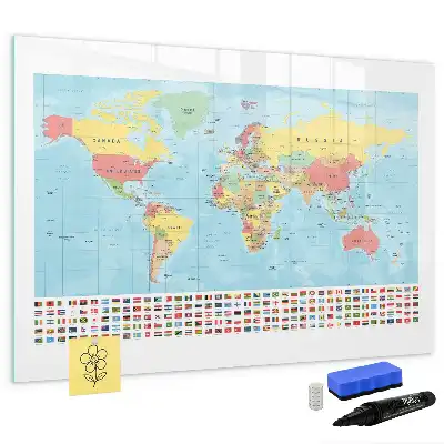 Carte géographique du monde tableau magnétique pour dessiner