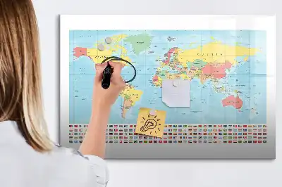 Carte géographique du monde tableau magnétique pour dessiner